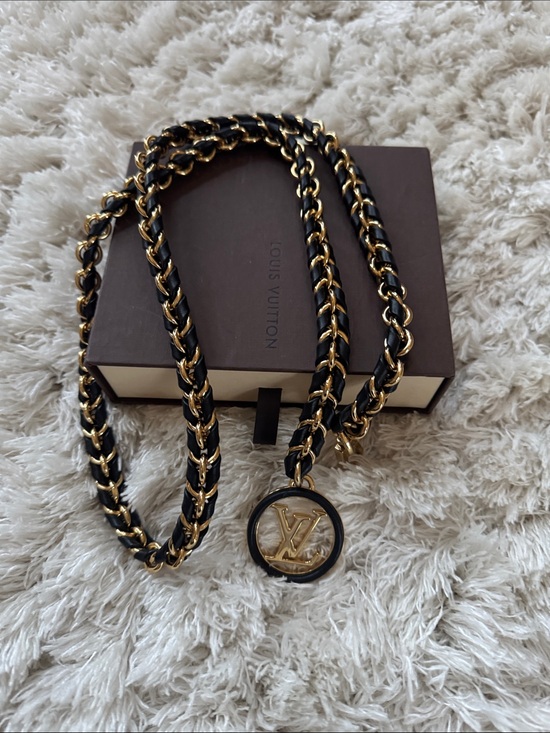 Louis Vuitton Accessories - Louis Vuitton Black and Gold Chain Waistbelt with LV Medallion